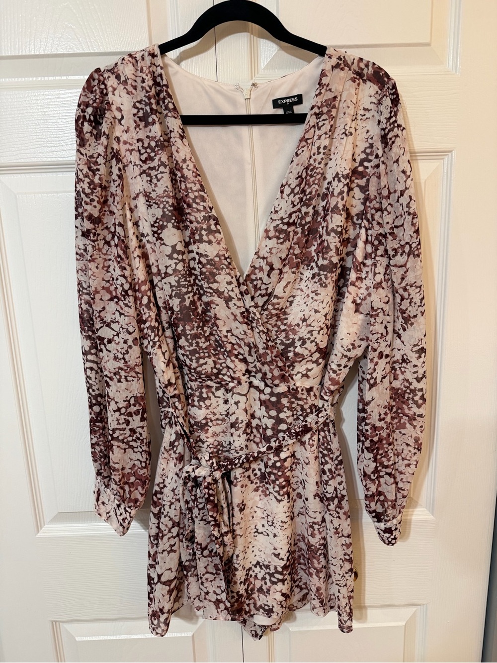Express Floral Print Faux-Wrap Romper